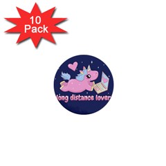 Long Distance Lover - Cute Unicorn 1  Mini Buttons (10 Pack)  by Valentinaart