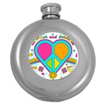 Love Peace Feelings Nature Round Hip Flask (5 oz) Front