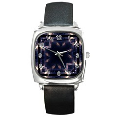 Cosmos Kaleidoscope Art Pattern Square Metal Watch by Sapixe