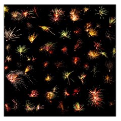 Fireworks Christmas Night Dark Large Satin Scarf (square) by Sapixe