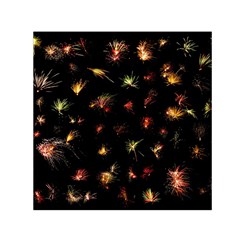 Fireworks Christmas Night Dark Small Satin Scarf (square) by Sapixe