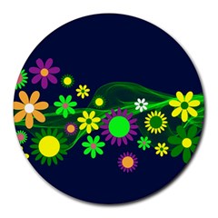 Flower Power Flowers Ornament Round Mousepads