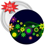 Flower Power Flowers Ornament 3  Buttons (100 pack)  Front