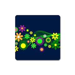 Flower Power Flowers Ornament Square Magnet