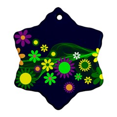 Flower Power Flowers Ornament Snowflake Ornament (two Sides) by Sapixe