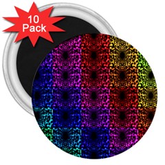 Rainbow Grid Form Abstract 3  Magnets (10 pack) 