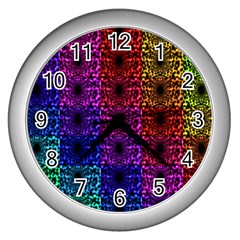 Rainbow Grid Form Abstract Wall Clocks (Silver) 