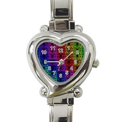Rainbow Grid Form Abstract Heart Italian Charm Watch