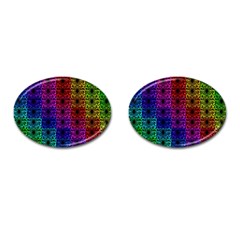 Rainbow Grid Form Abstract Cufflinks (Oval)