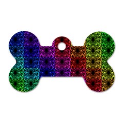 Rainbow Grid Form Abstract Dog Tag Bone (Two Sides)