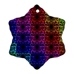 Rainbow Grid Form Abstract Snowflake Ornament (Two Sides)