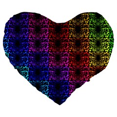 Rainbow Grid Form Abstract Large 19  Premium Heart Shape Cushions