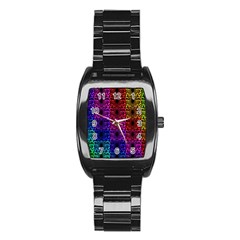 Rainbow Grid Form Abstract Stainless Steel Barrel Watch