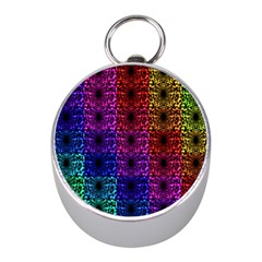 Rainbow Grid Form Abstract Mini Silver Compasses