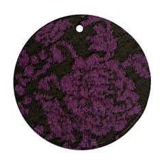 Purple Black Red Fabric Textile Round Ornament (two Sides)