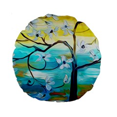 Oil Painting Tree Flower Standard 15  Premium Round Cushions