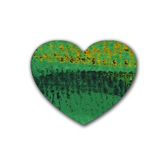 Green Fabric Textile Macro Detail Heart Coaster (4 Pack)  by Sapixe