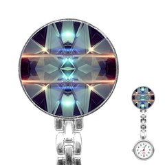 Abstract Glow Kaleidoscopic Light Stainless Steel Nurses Watch