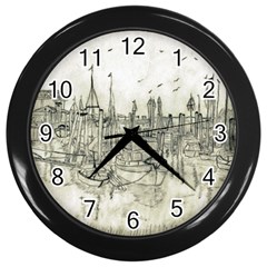 Pencil Drawing Drawing Port Wall Clocks (black) by Sapixe