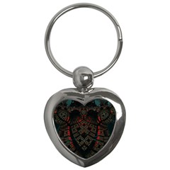 Fractal 3d Dark Red Abstract Key Chains (heart)  by Sapixe