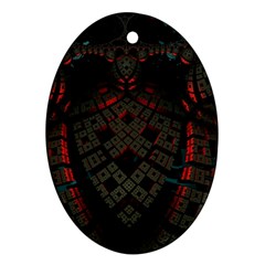 Fractal 3d Dark Red Abstract Oval Ornament (two Sides)