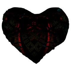 Fractal 3d Dark Red Abstract Large 19  Premium Heart Shape Cushions by Sapixe