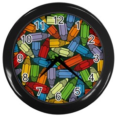 Colored Pencils Pens Paint Color Wall Clocks (black) by Sapixe