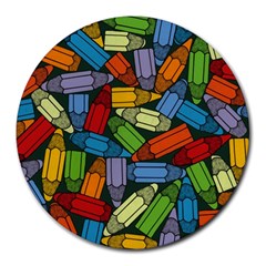 Colored Pencils Pens Paint Color Round Mousepads by Sapixe