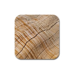 Abstract Brown Tree Timber Pattern Rubber Square Coaster (4 Pack) 