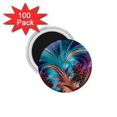 Feather Fractal Artistic Design 1 75  Magnets (100 Pack) 