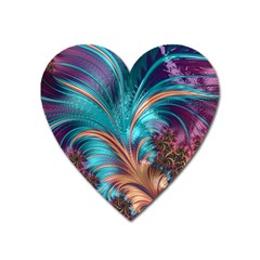 Feather Fractal Artistic Design Heart Magnet by Sapixe