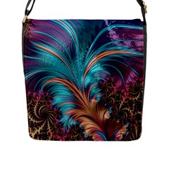 Feather Fractal Artistic Design Flap Messenger Bag (l) 