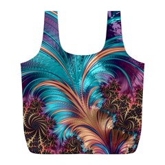 Feather Fractal Artistic Design Full Print Recycle Bags (l) 