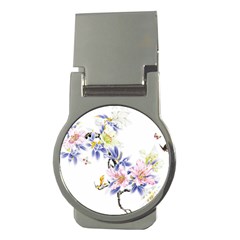 Lily Hand Painted Iris Money Clips (round)  by Sapixe