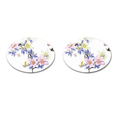 Lily Hand Painted Iris Cufflinks (oval) by Sapixe