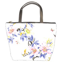 Lily Hand Painted Iris Bucket Bags