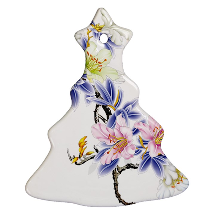 Lily Hand Painted Iris Christmas Tree Ornament (Two Sides)