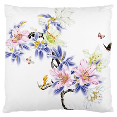 Lily Hand Painted Iris Large Flano Cushion Case (two Sides)