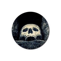 Smiling Skull Rubber Coaster (round)  by FunnyCow