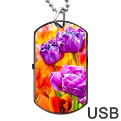 Tulip Flowers Dog Tag Usb Flash (one Side) by FunnyCow