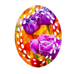 Tulip Flowers Ornament (oval Filigree) by FunnyCow