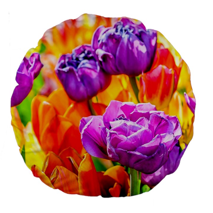 Tulip Flowers Large 18  Premium Round Cushions