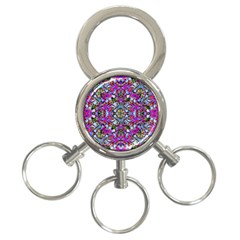 Multicolored Floral Collage Pattern 7200 3-ring Key Chains by dflcprints