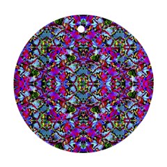 Multicolored Floral Collage Pattern 7200 Round Ornament (two Sides) by dflcprints