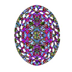 Multicolored Floral Collage Pattern 7200 Ornament (oval Filigree) by dflcprints