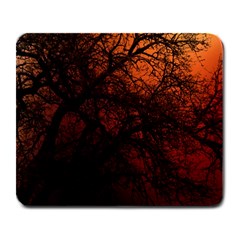 Sunset Silhouette Winter Tree Large Mousepad