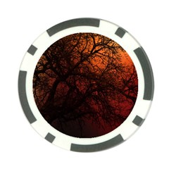 Sunset Silhouette Winter Tree Poker Chip Card Guard (10 Pack)