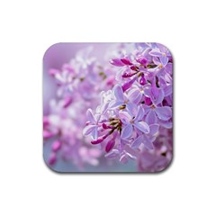 Pink Lilac Flowers Rubber Coaster (square)  by FunnyCow