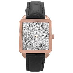 Willow Foliage Abstract Rose Gold Leather Watch 