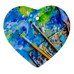 Artist Palette And Brushes Ornament (heart) by FunnyCow